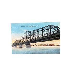 Vintage Missouri River Bridge Sioux City Iowa Postcard Linen Olson News 21740